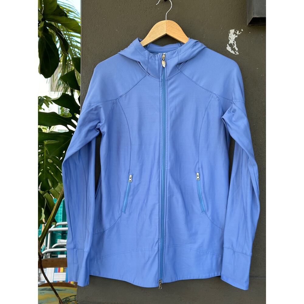 Lotuswear Women’s 12 Long Sleeve Blue Turquoise Yoga Hoodie Jacket Full Zip Run